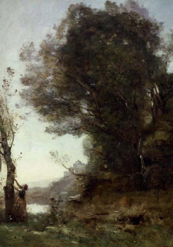 Jean Baptiste Camille  Corot appelskord i ariccia France oil painting art